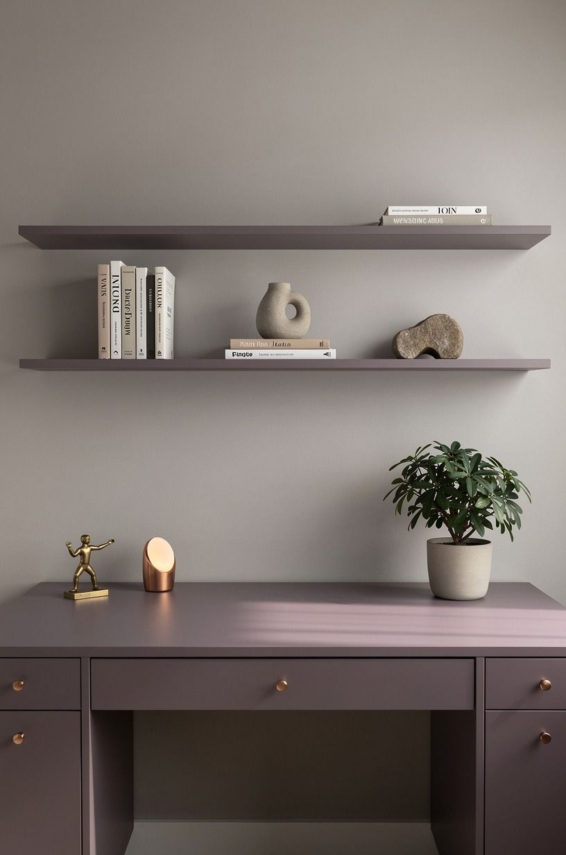 Hang shelves 12 to 16 inches above the desk