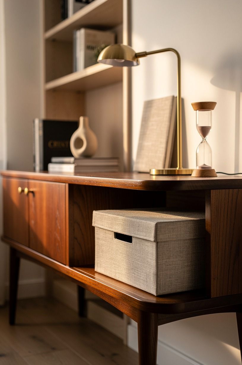 Mix open storage with one hidden mess zone