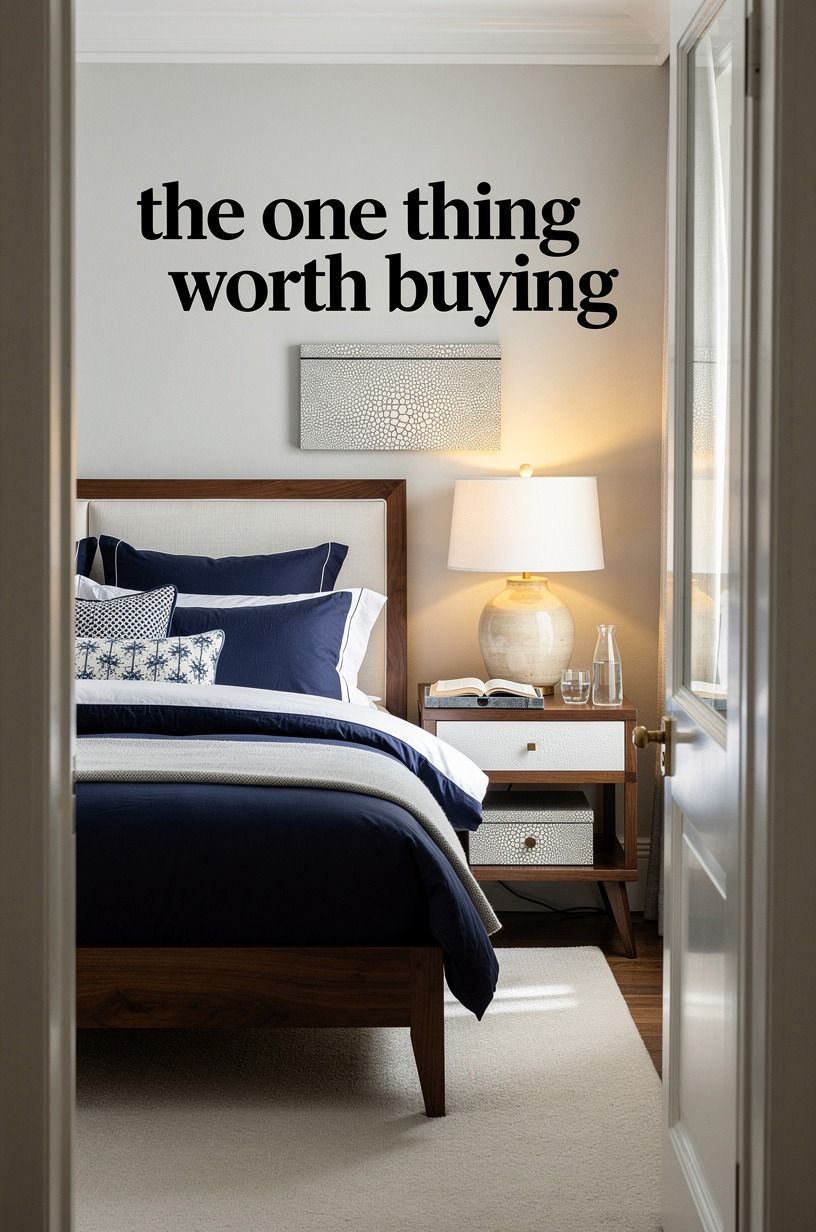 I kept the bed frame and changed what touched my skin, navy palette
