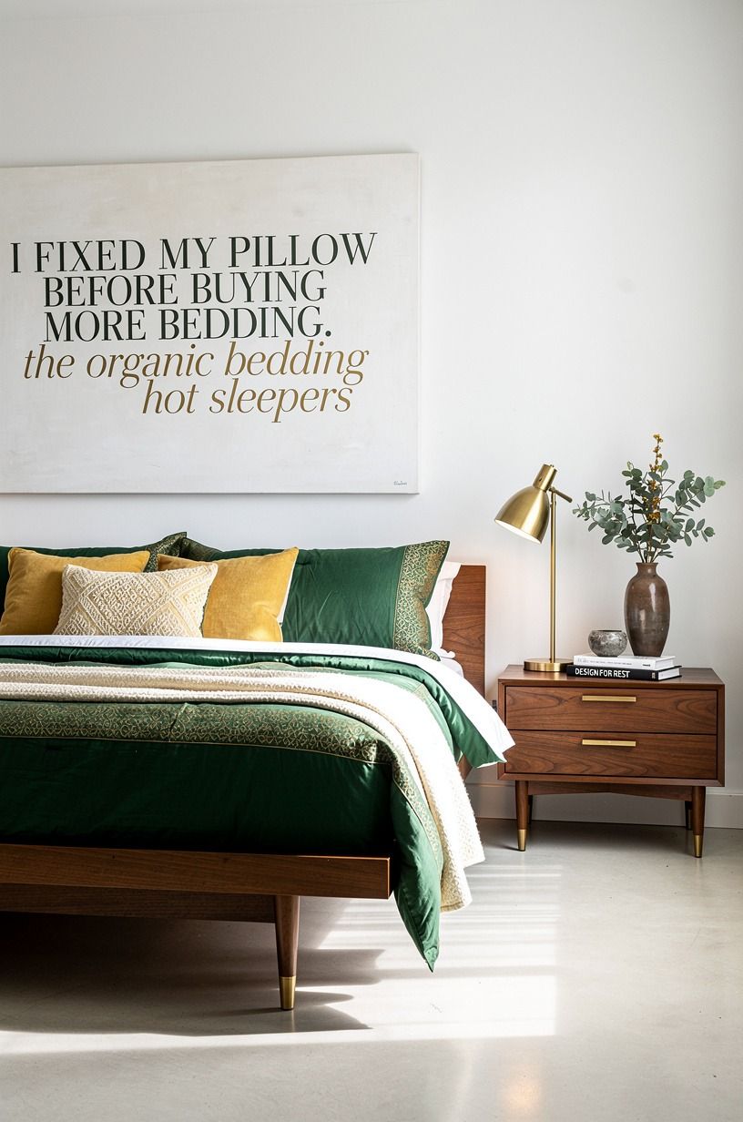 I Fixed My Pillow Before Buying More Bedding, emerald palette