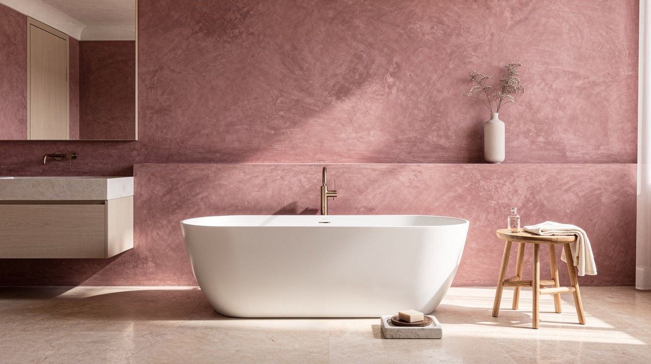 I Chose a Pink Venetian Plaster Bathroom for Soft, Grown-Up Warmth, Finally