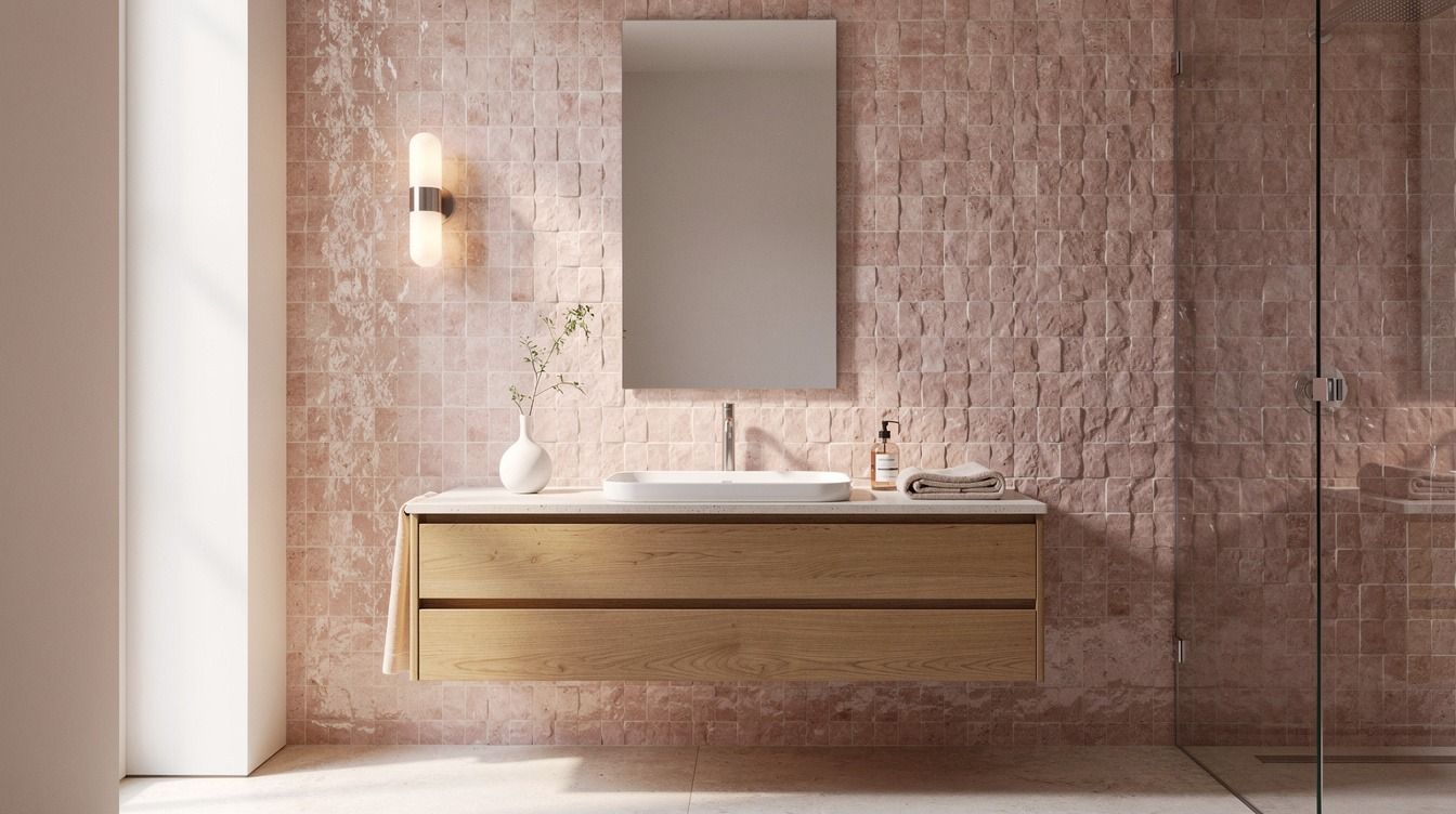 13 Pink Zellige Tile Bathroom Ideas for a Soft, Warm Wash That Feels Like a Spa