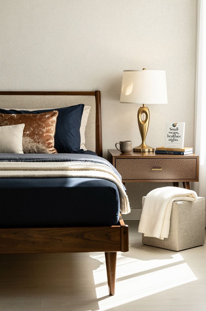 I gave the mattress a cleaner foundation, midnight blue palette