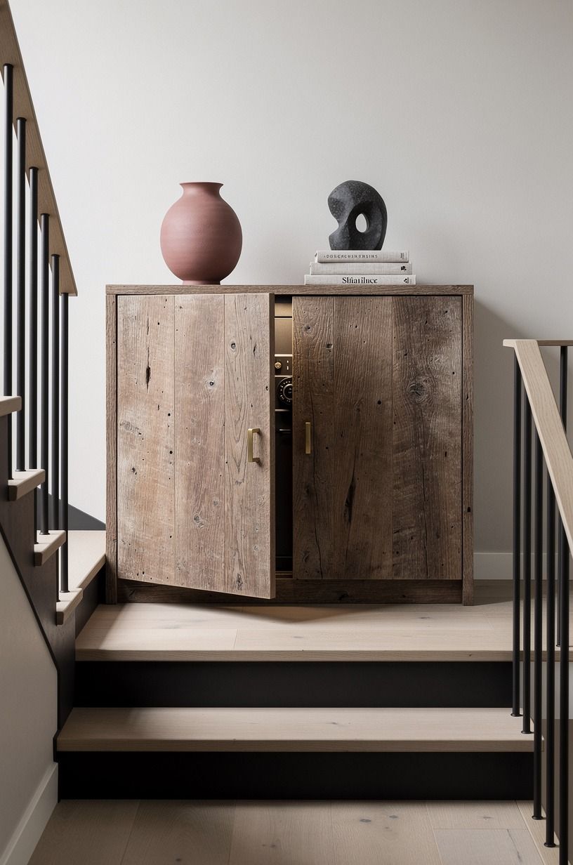 Use a Stair Landing Cabinet Instead of a Wall Niche