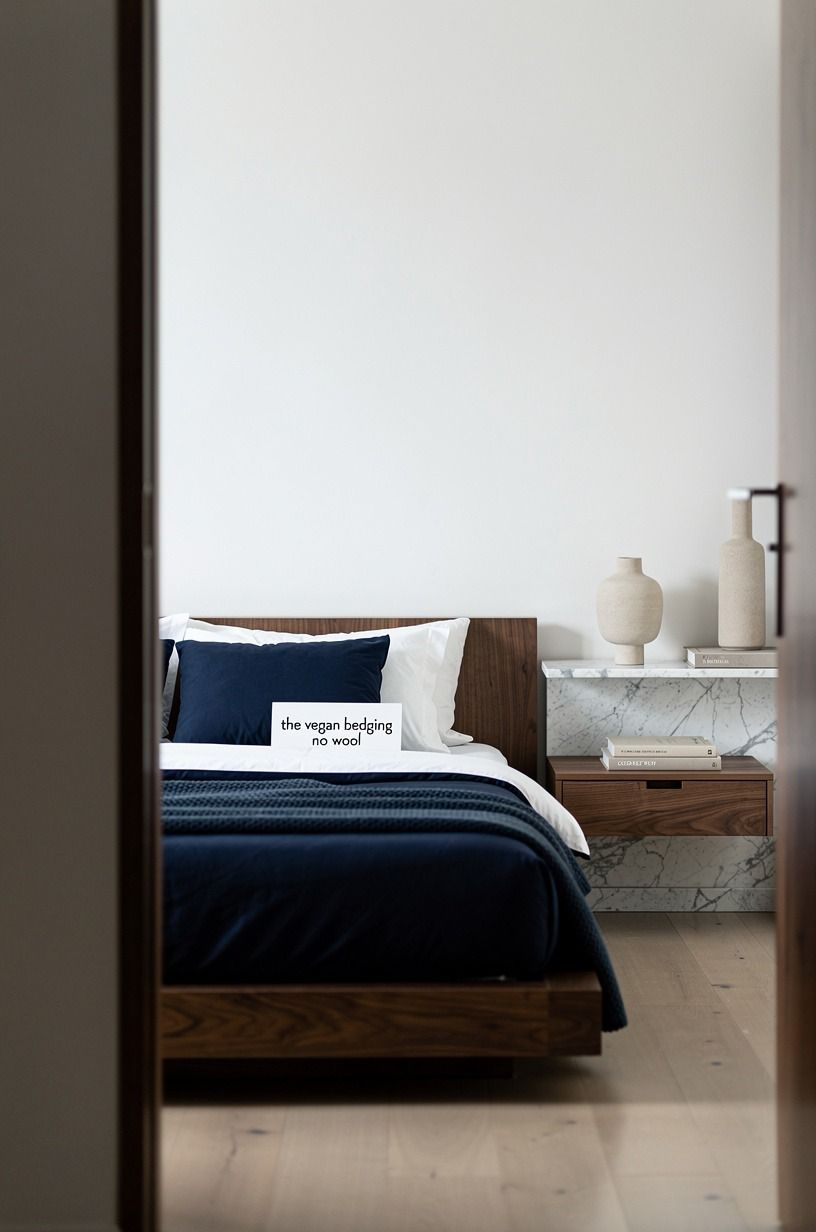 I stripped the bed back to one honest starting point, navy palette