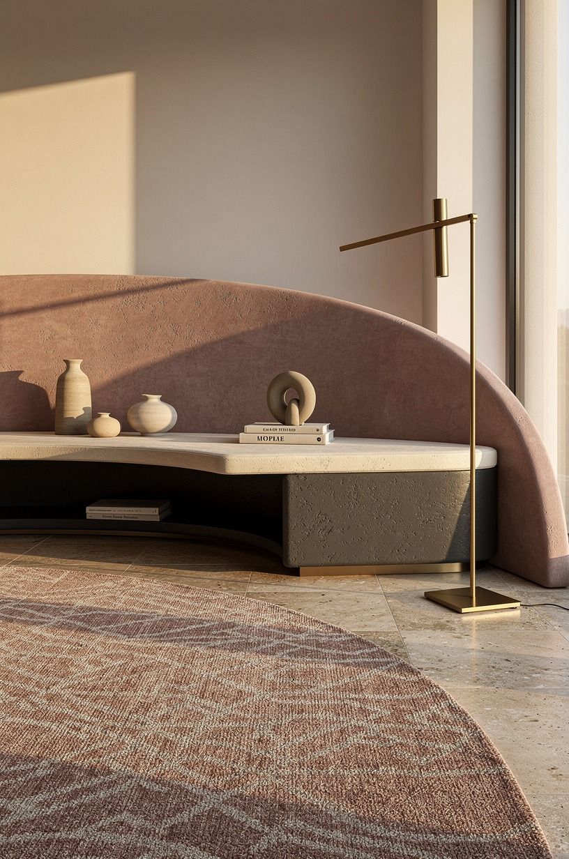Let a rug overlap the curve’s furniture zone