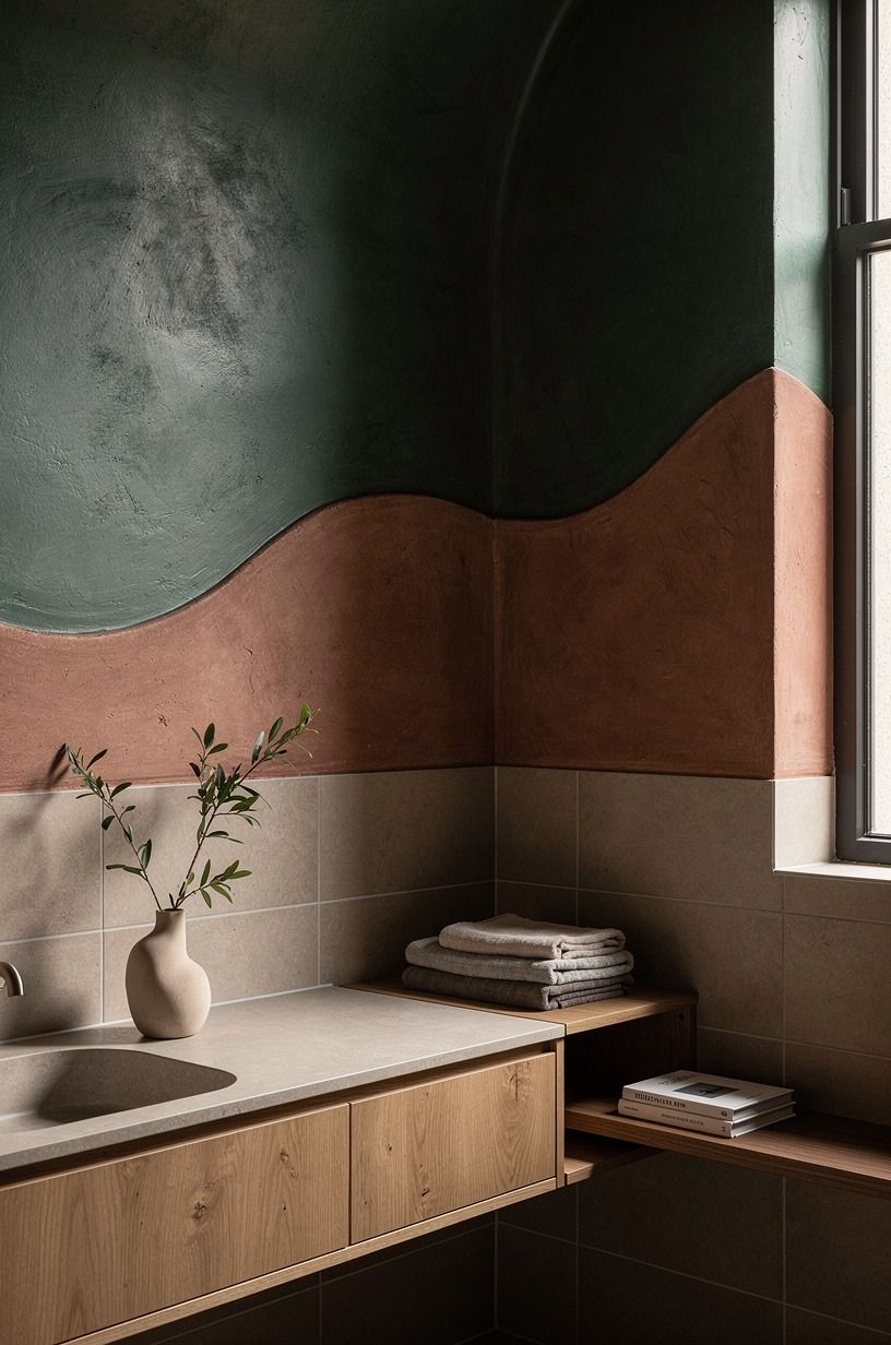 Put plaster above tile in a textured walls bathroom