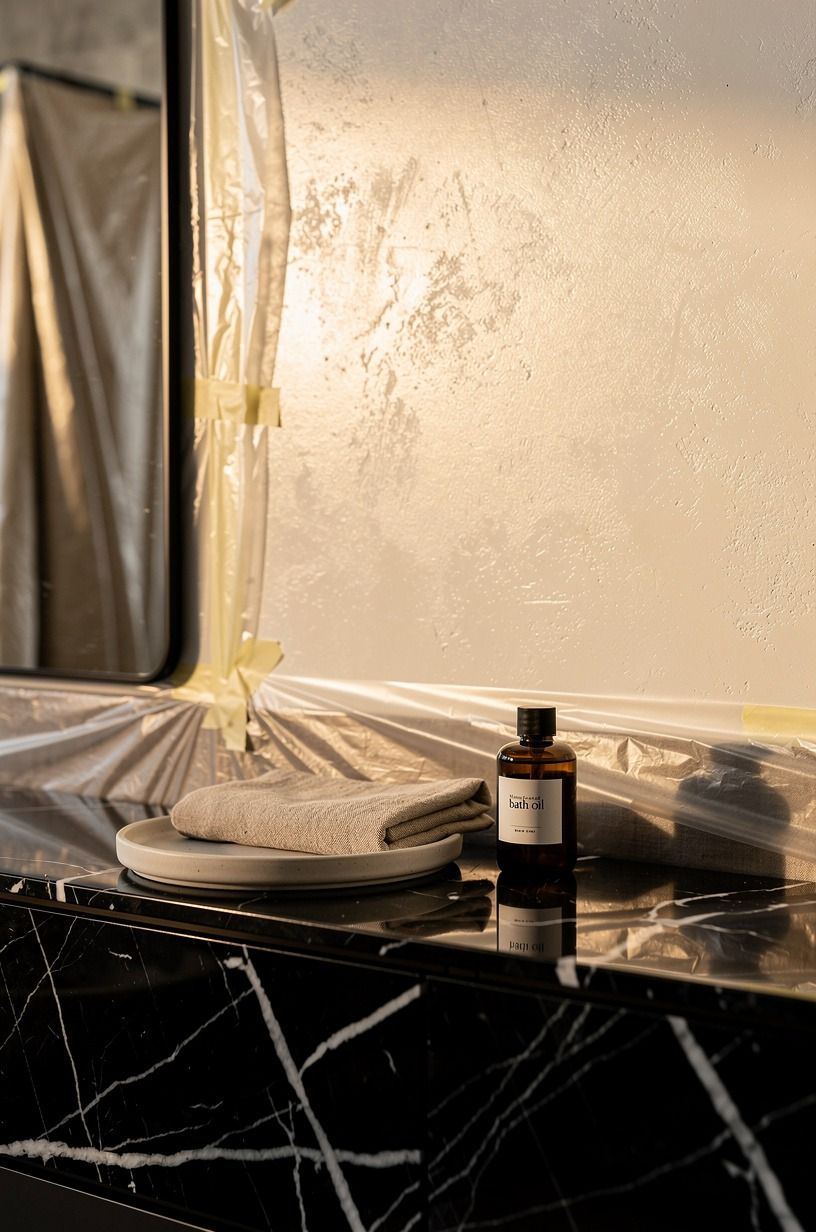 Protect a venetian plaster bathroom wall carefully