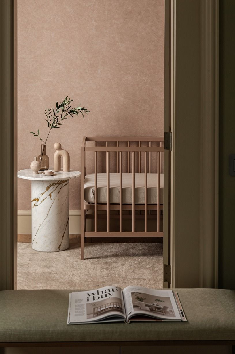 I kept the comforter out of the crib, terracotta palette