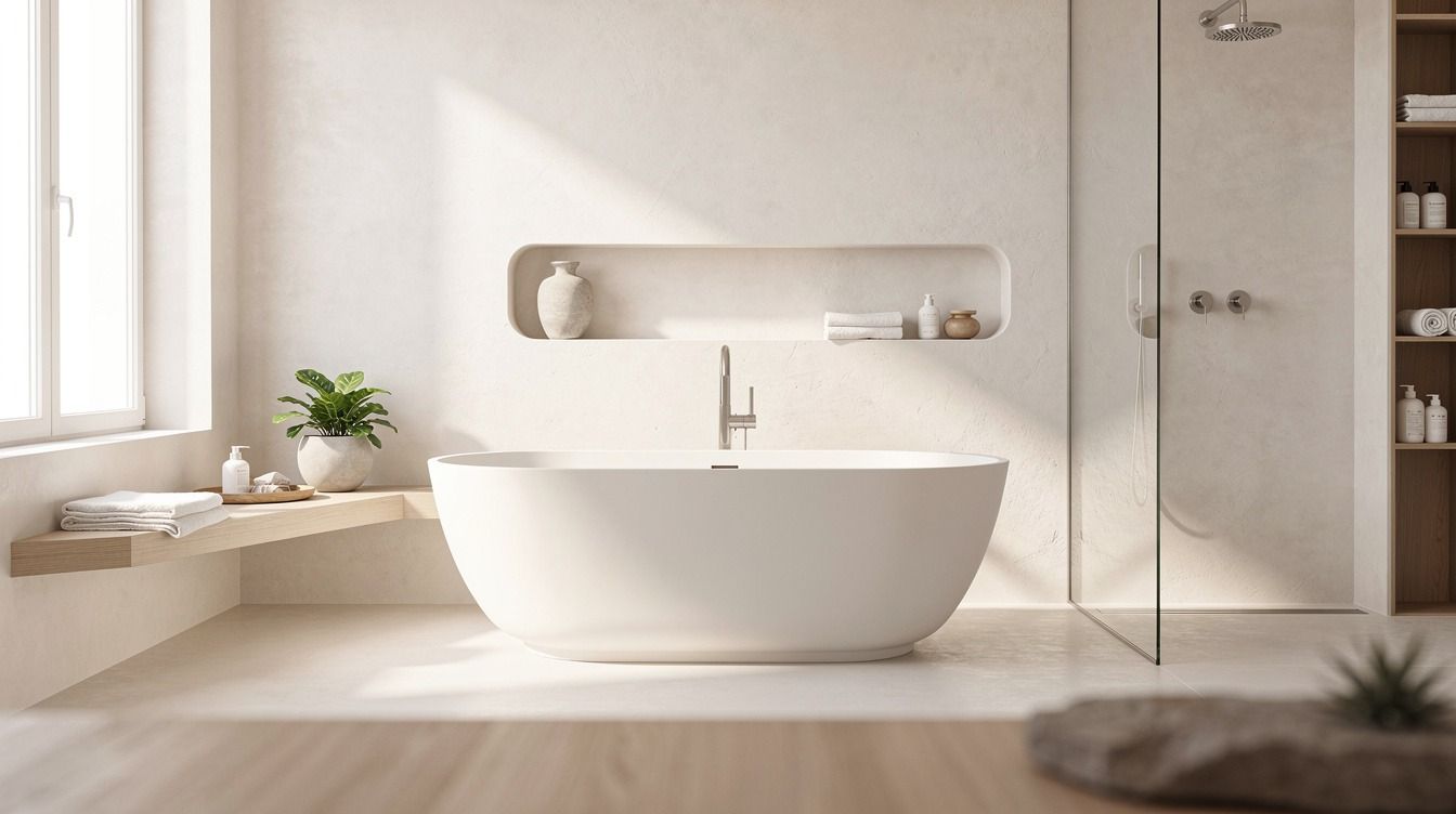 How to Create a White Microcement Bathroom for a Bright, Seamless Look - 11 Ideas