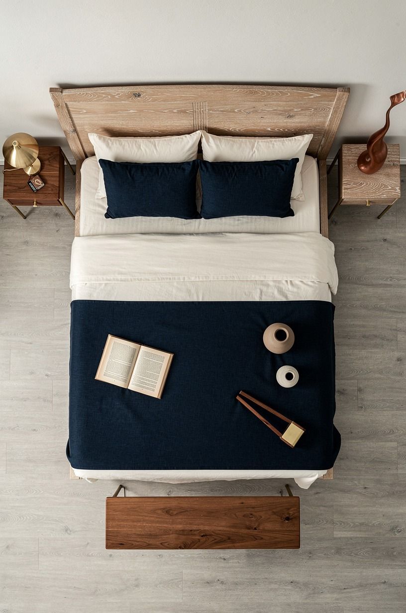 I chose warm wood before I chose anything soft, midnight blue palette