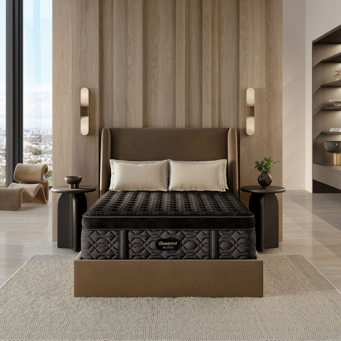 Beautyrest Black Series Four Firm Summit Pillow Top mattress in a bedroom
