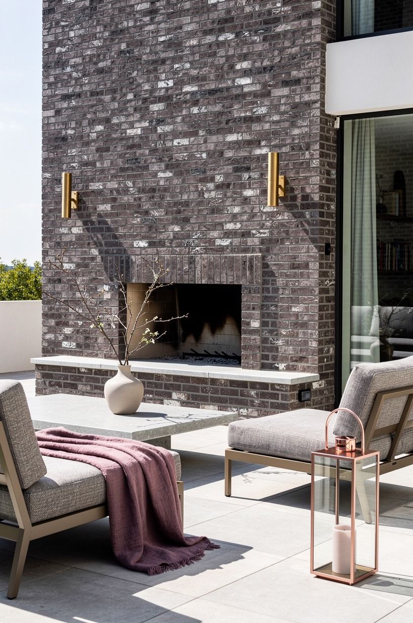 Choose Brick Over Faux Stone for Outdoor Wood Fireplace Ideas