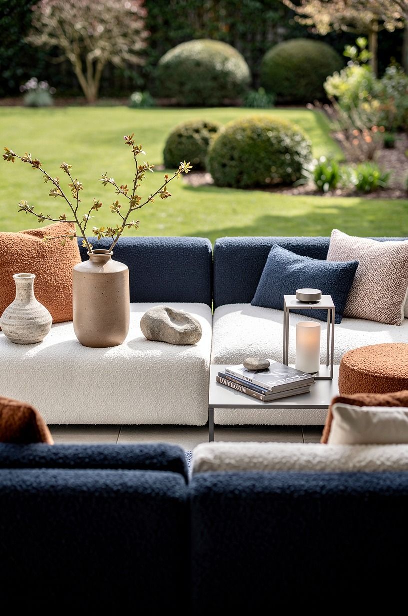Frame the patio with a furniture-backed boundary