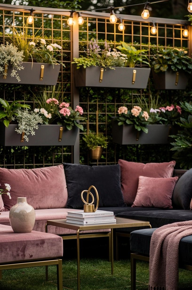 Hang planter boxes on a trellis fence