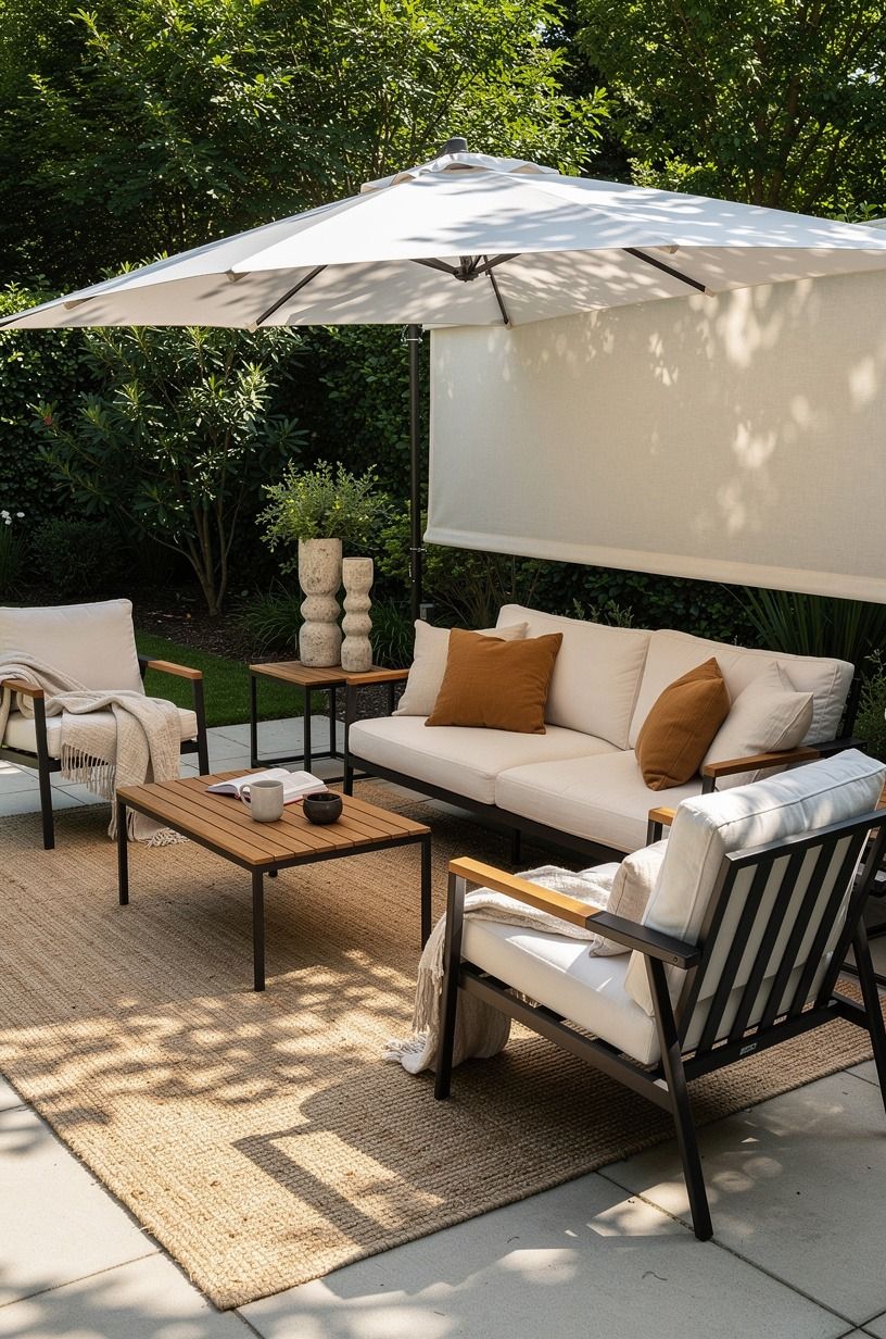 Use an umbrella as a movable privacy roof