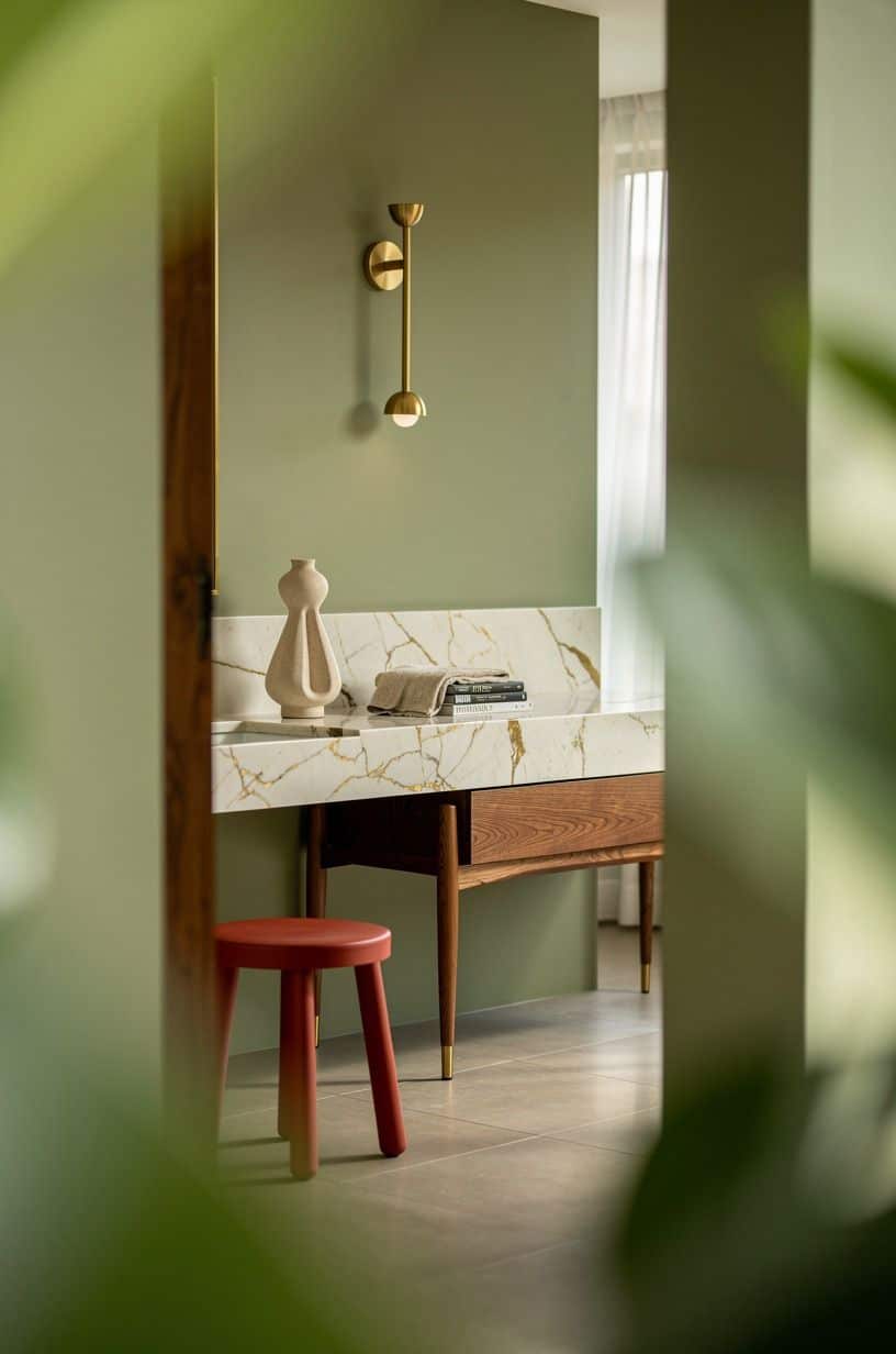 Add a clay-red stool for a small jolt