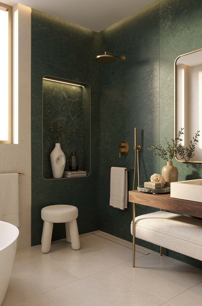 Carve a deep niche into the shower wall