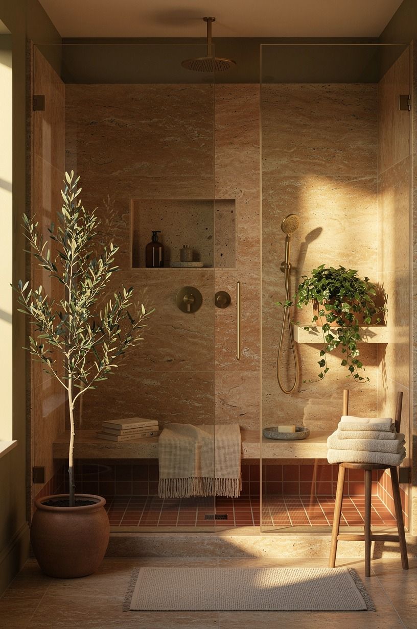 Choose a Modern Shower With Plant Decor