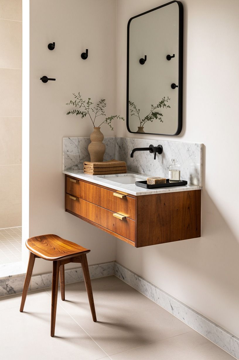 Choose a narrow vanity over a bulky cabinet