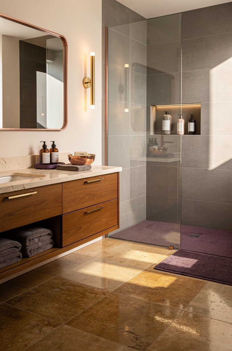 Choose matte over gloss for a wet floor