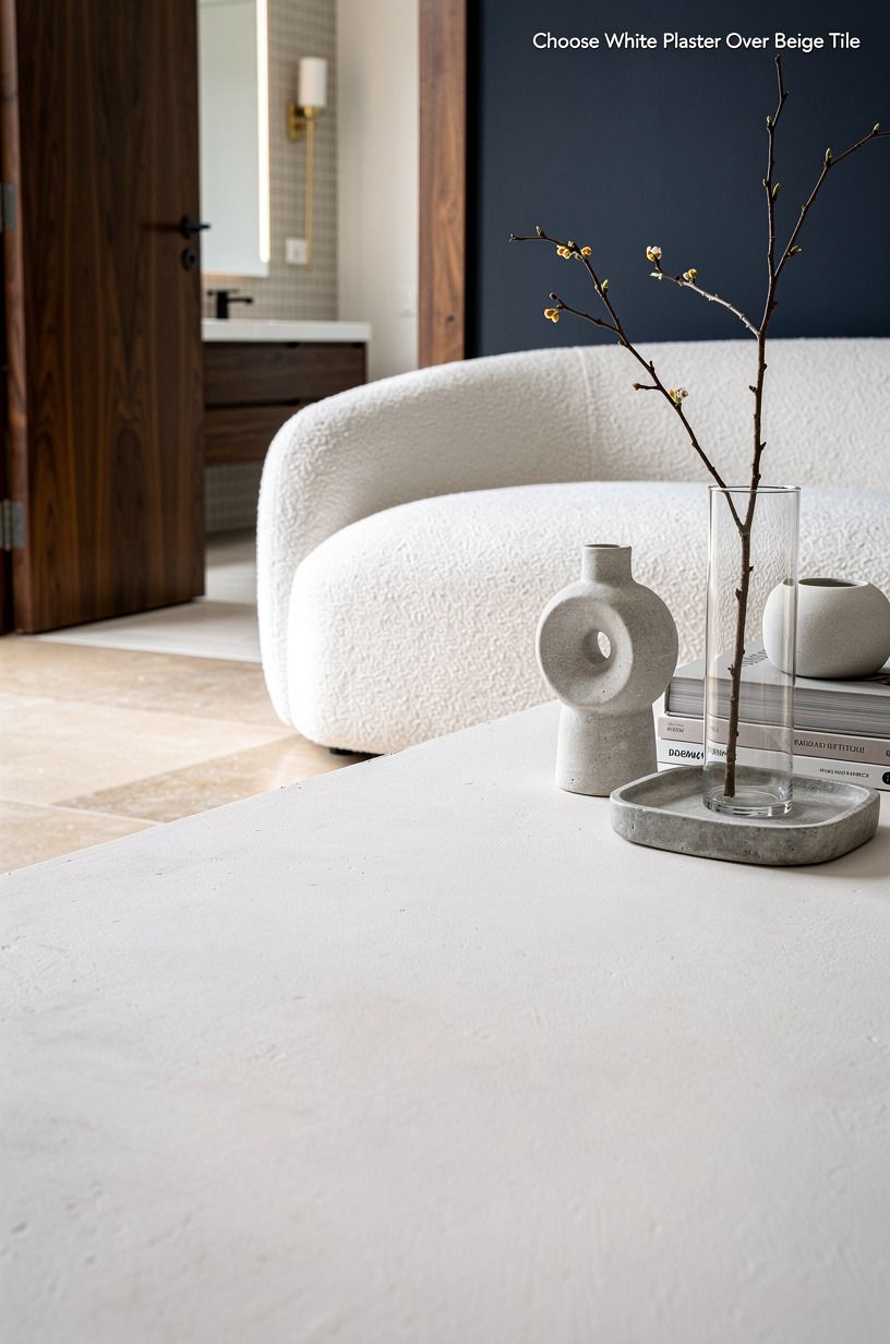 Choose White Plaster Over Beige Tile