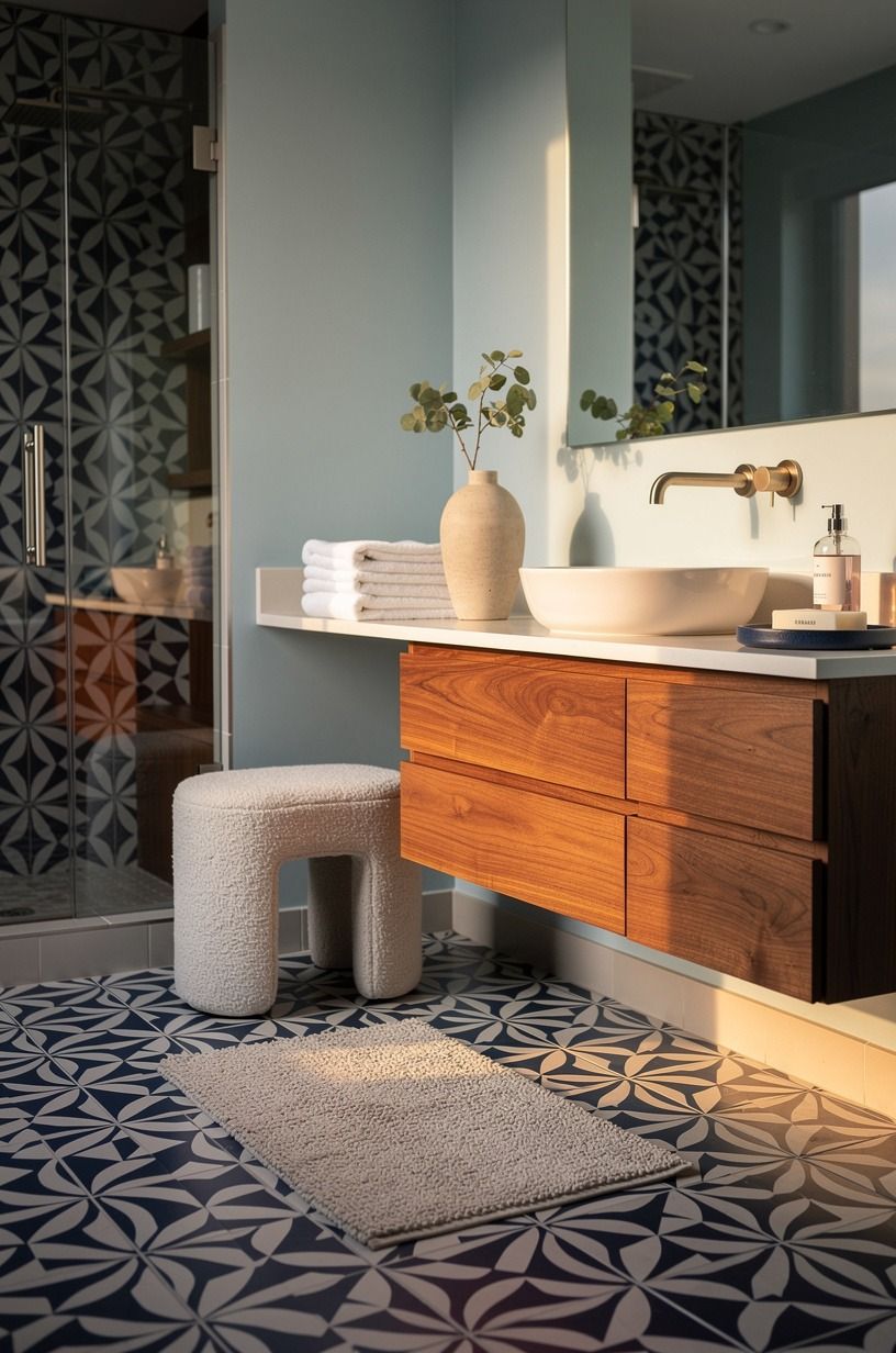 Contrast the tile with Sea Salt walls