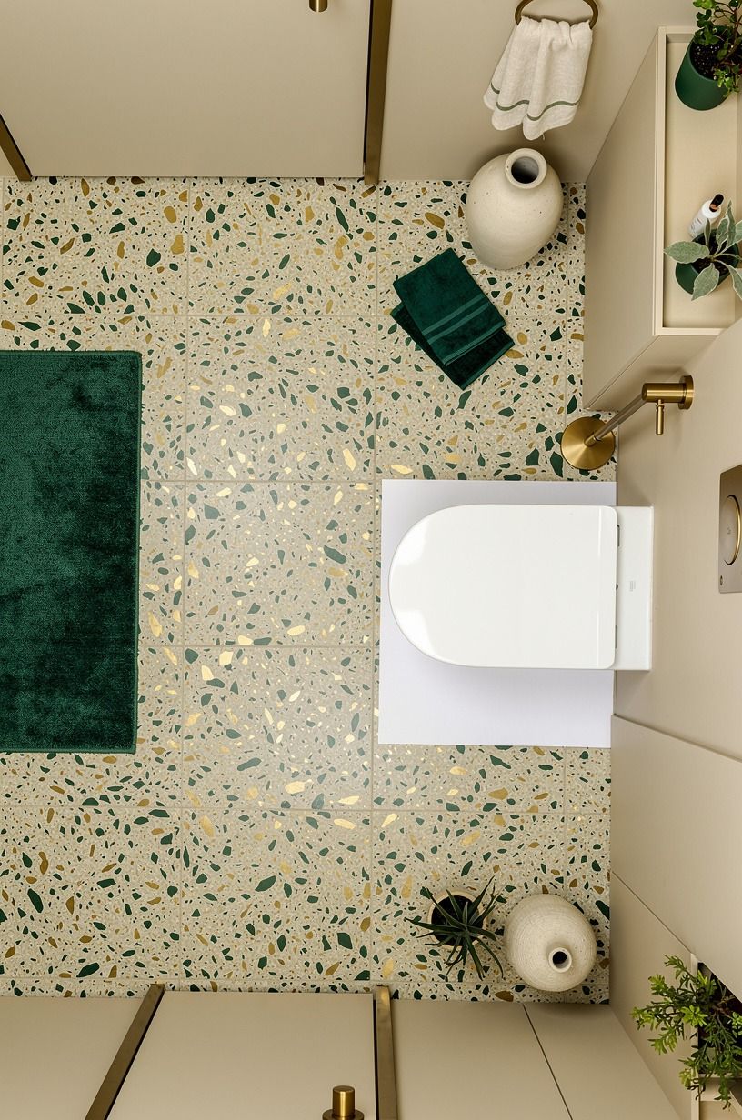 Cut around the toilet with a paper template