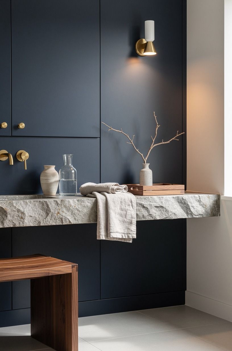 Hang an Aged Brass Mirror Below the Sconce Line