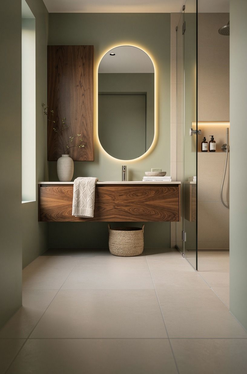 Frame the opening with the Three-Point Line (rental bathroom)