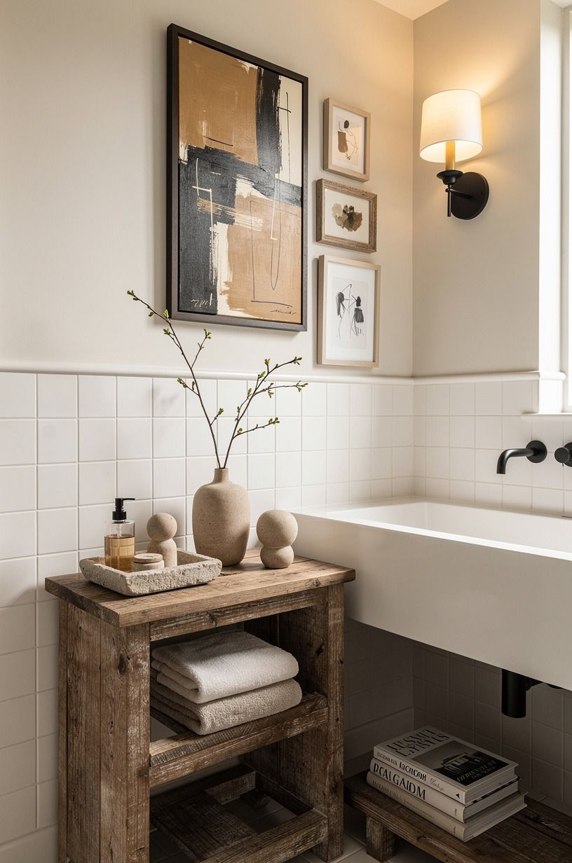 Hang art above the tile line