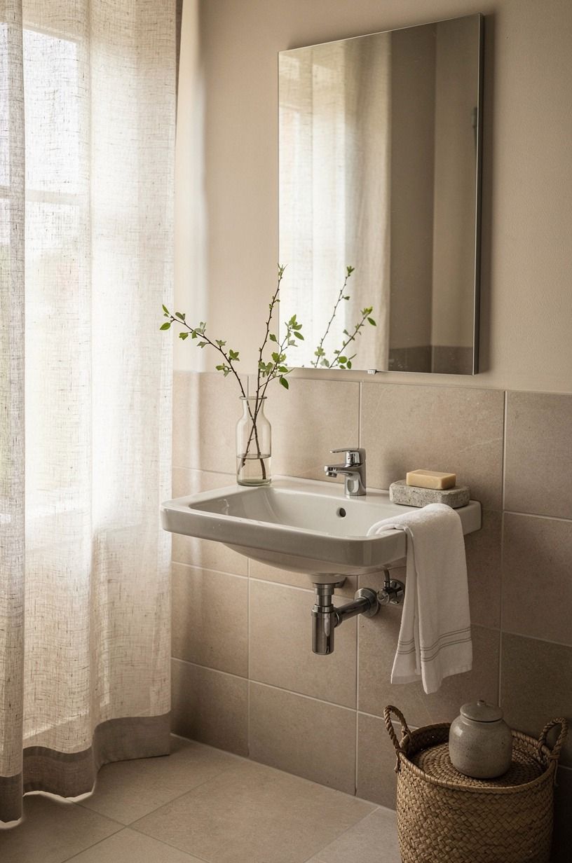 Hang Linen Instead of Fussy Curtains