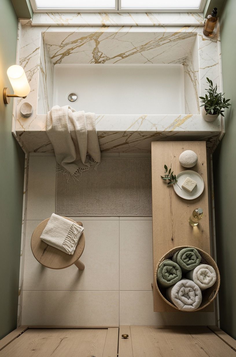 Hang linen where tile would feel hard