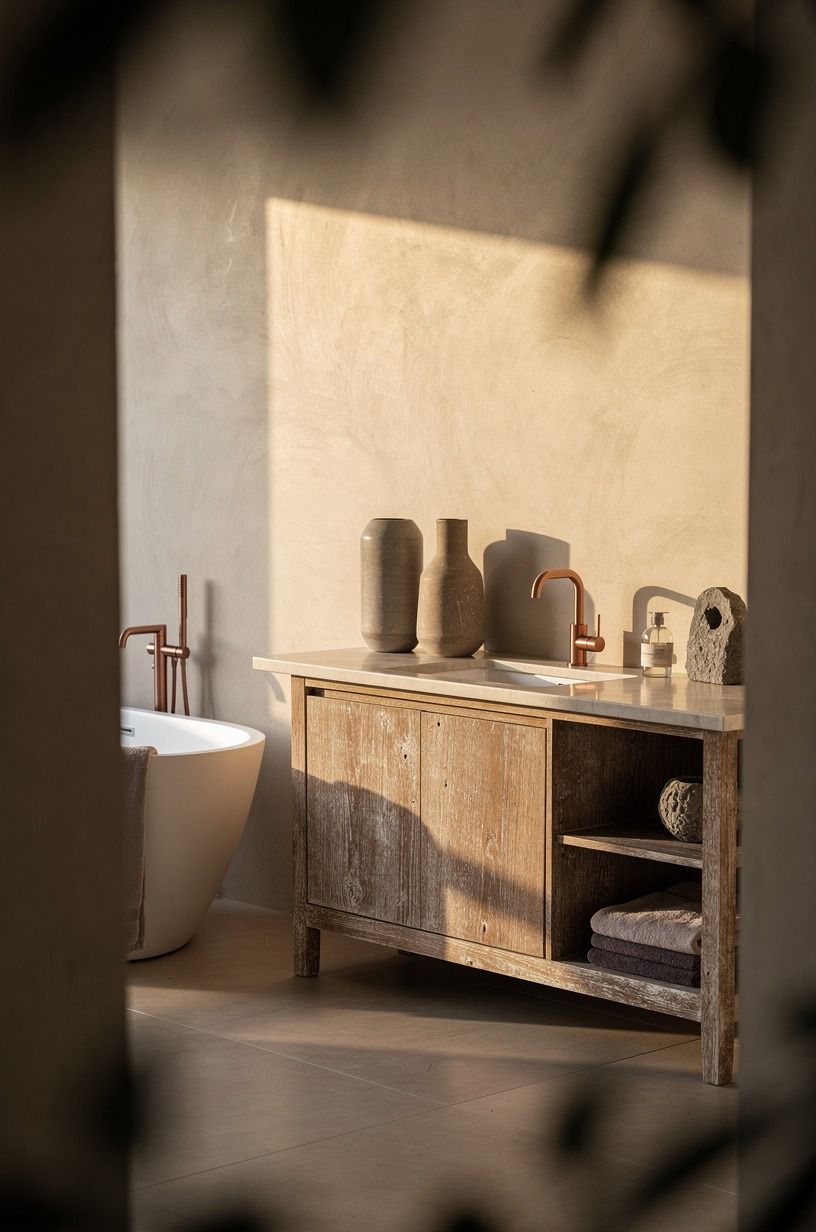 Layer a Beige Limewash Bathroom Base