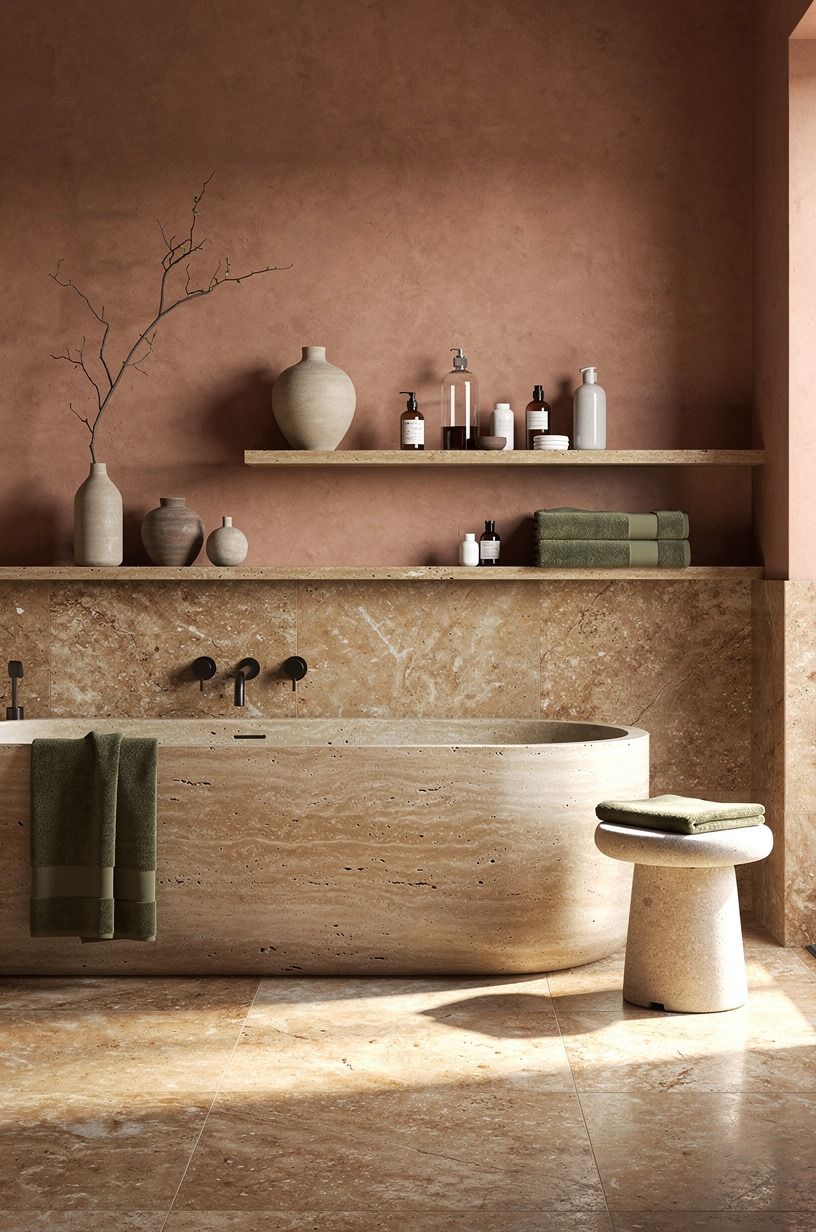 Layer Sea Salt Over a Warm Base (bathroom colors)