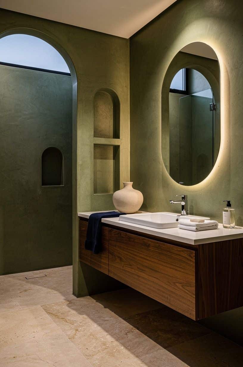 Let the green concrete bathroom stay a little bare