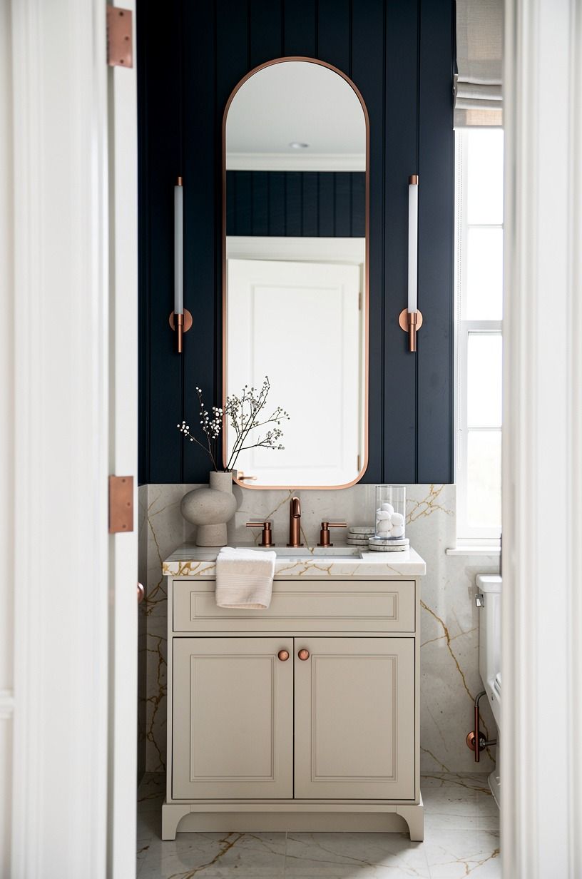Make the small bathroom feel taller