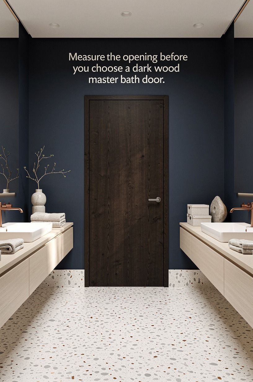 Measure the opening before you choose a dark wood master bath door