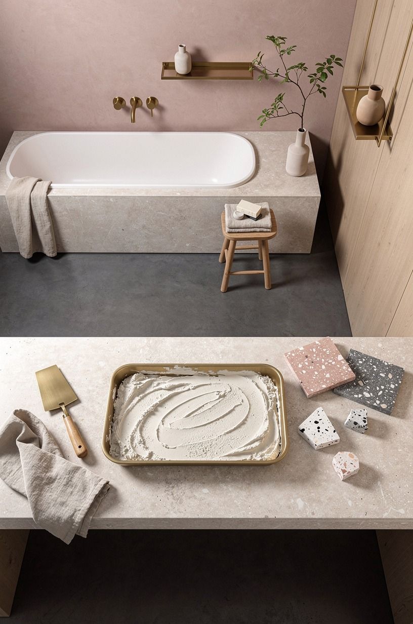 Mix limestone with microcement carefully