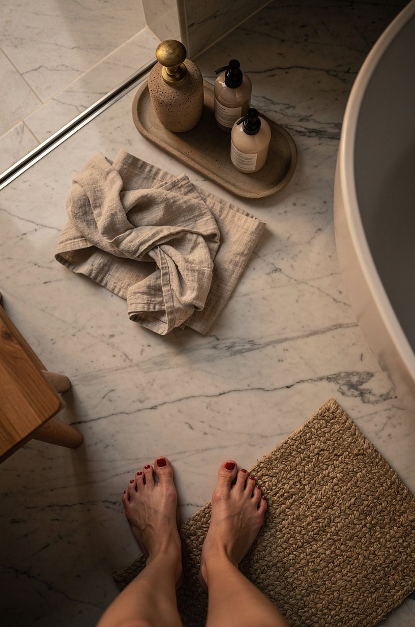 Spend where bare feet notice it most