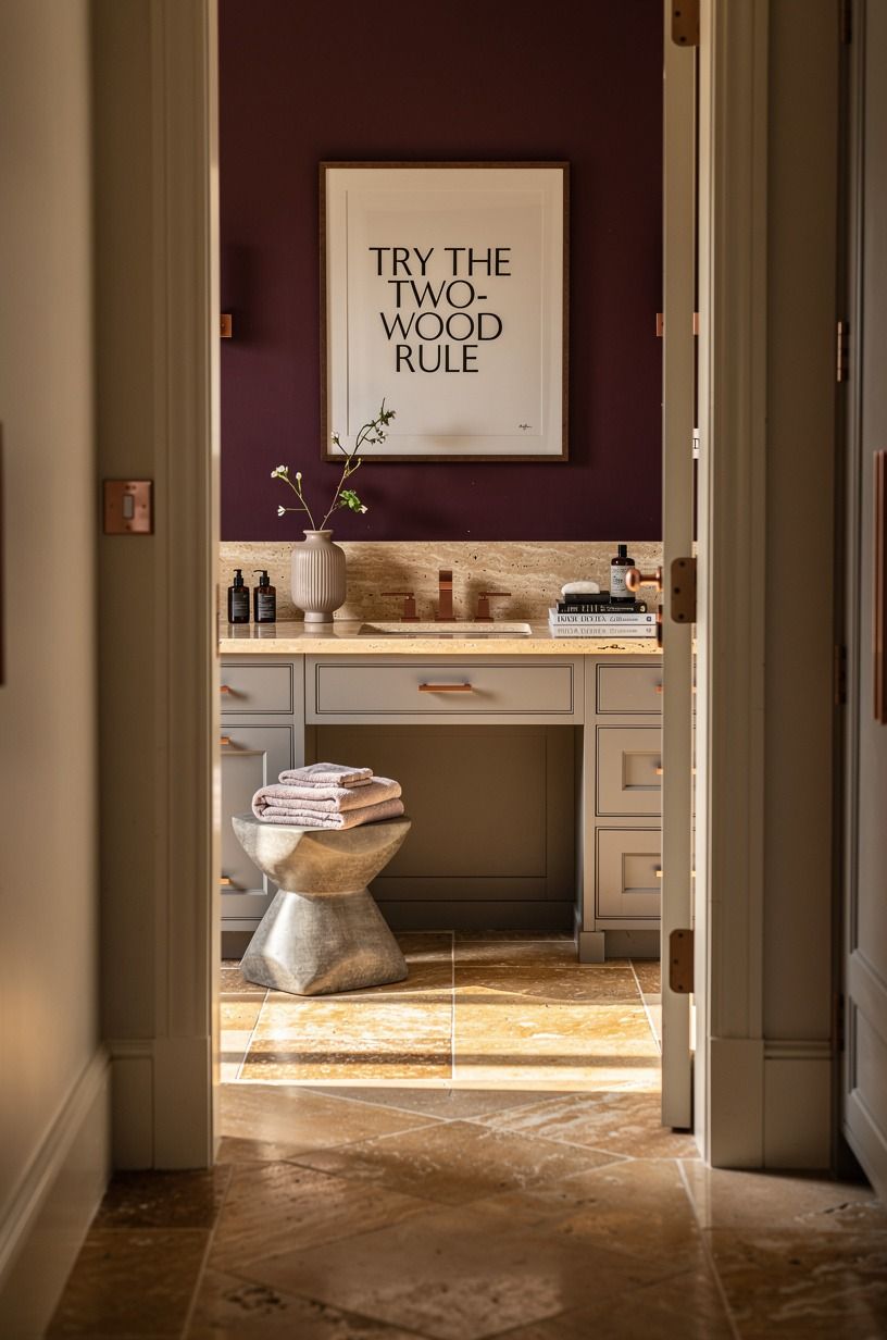 Try The Two-Wood Rule beside stone floors in house