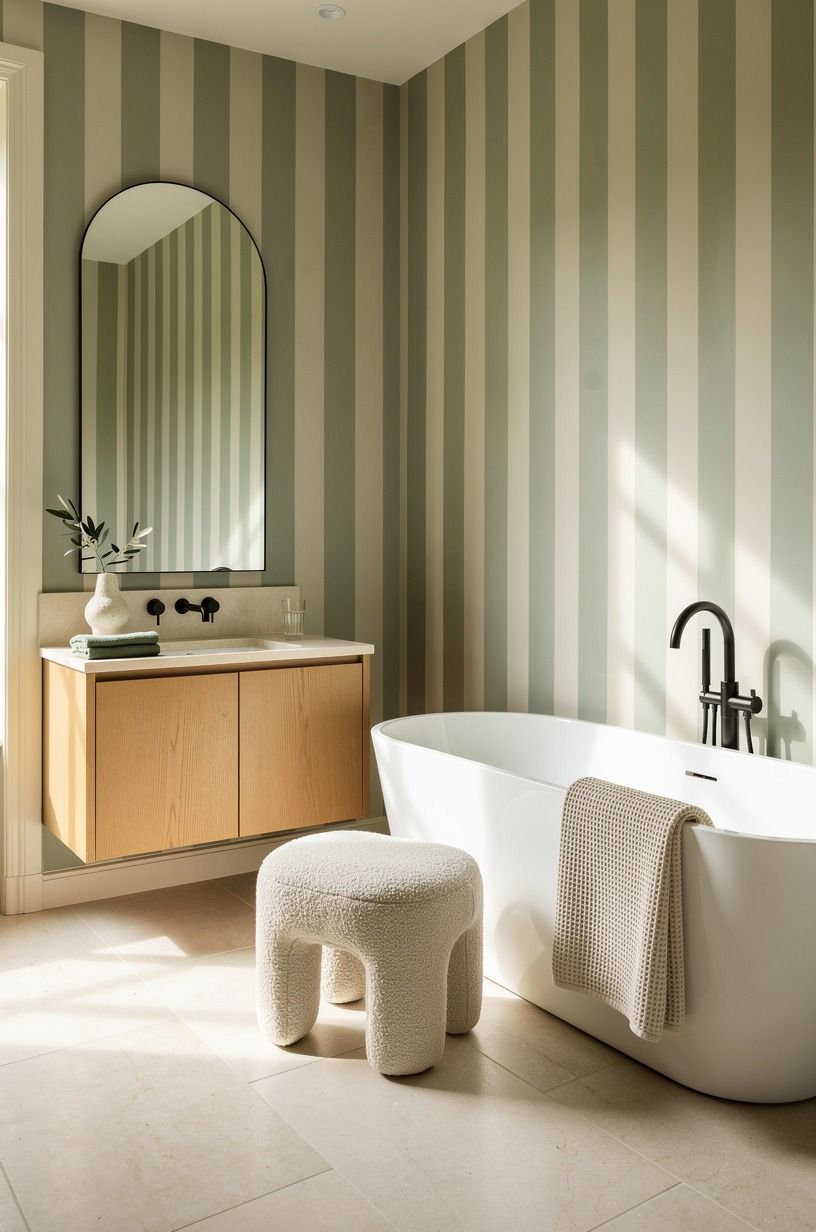 Use Vertical Stripes to Lift a Low Ceiling