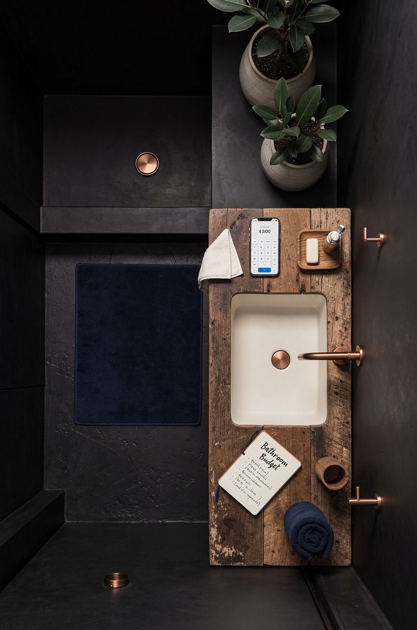 What does a low-maintenance black plaster bathroom cost?