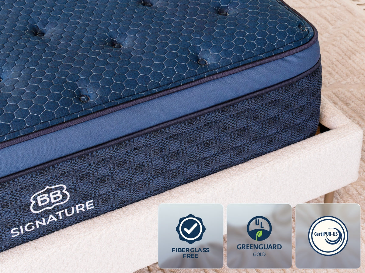 Close-up detail of the Brooklyn Bedding Signature Hybrid mattress edge and cover