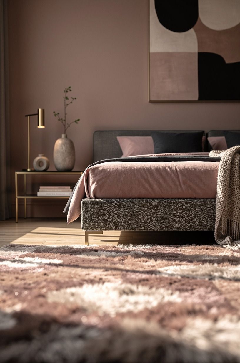 I added softness at floor level, then stopped, dusty rose palette