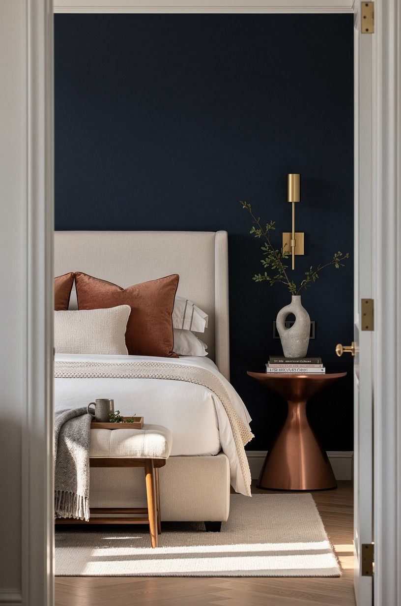 I changed the pillow before I changed the paint, midnight blue palette