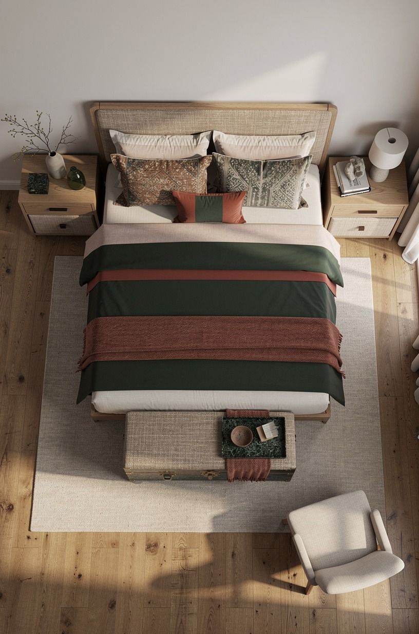 I cleared the room before I bought anything, forest green palette