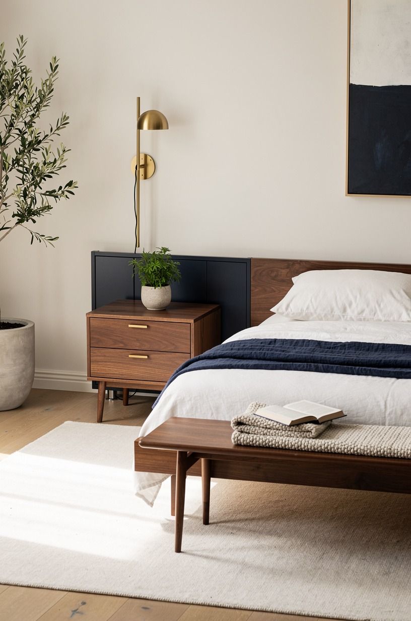 I Kept the Bed Clear With One Small Herb Pot, navy palette