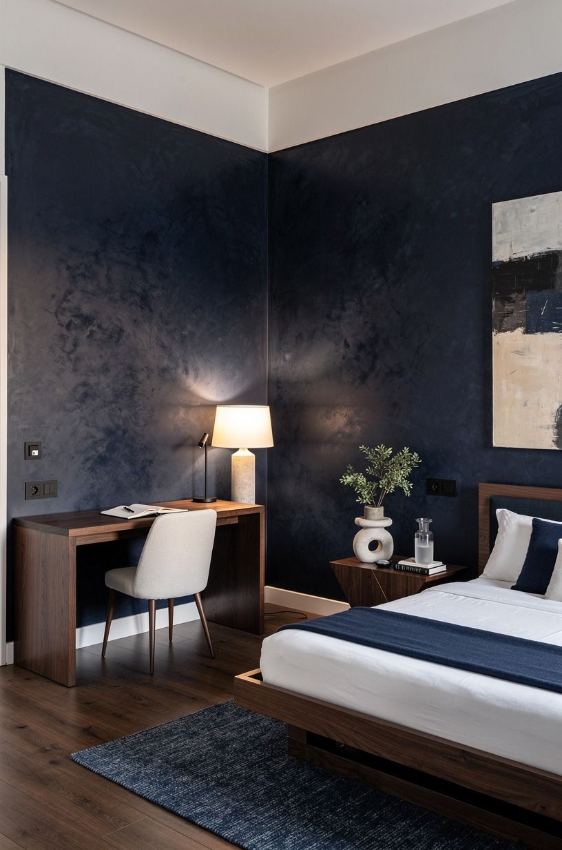 I kept the rest of the budget on the room, not the fantasy, navy palette