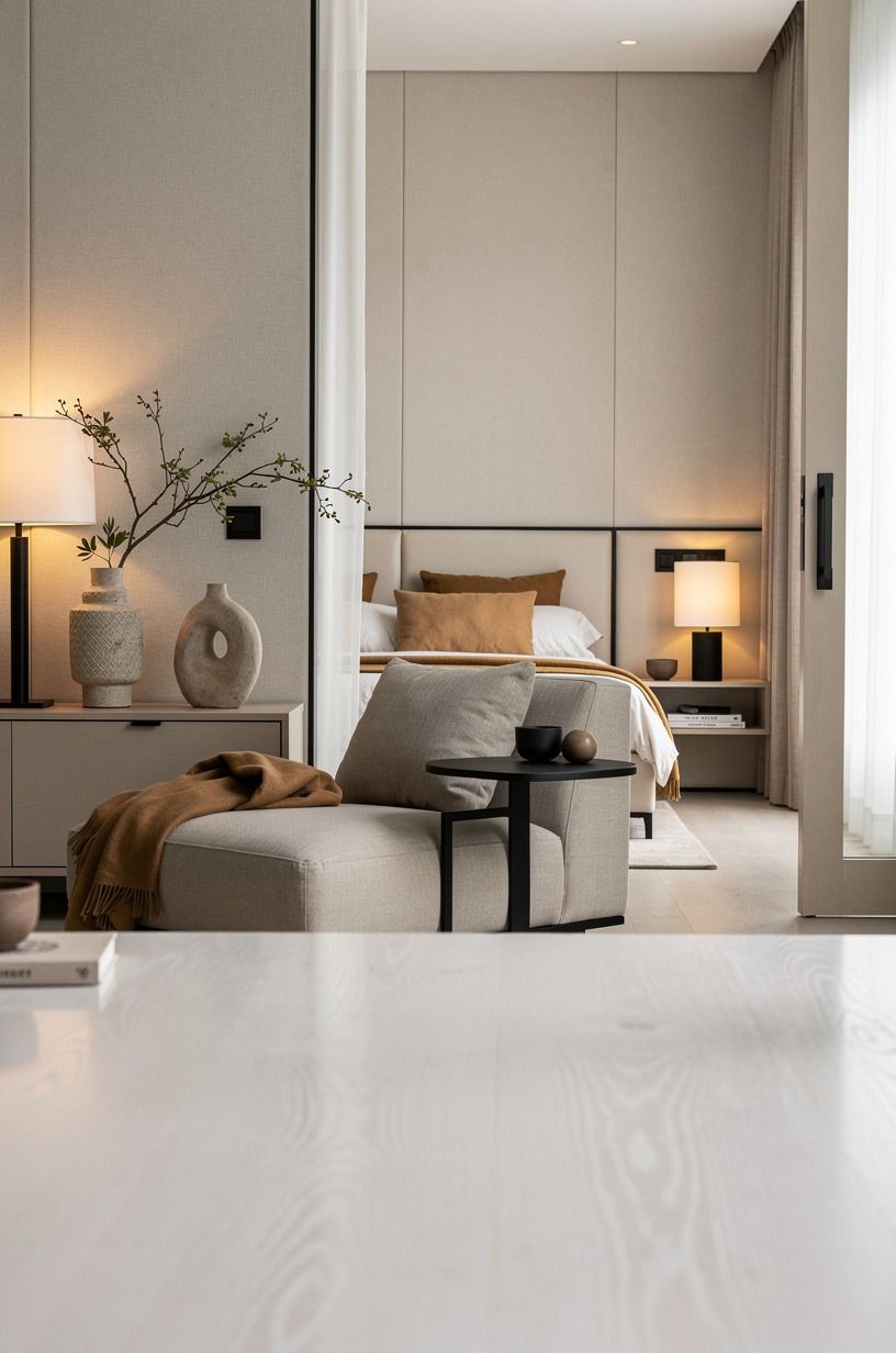I made the room quieter before I made it prettier, warm white palette